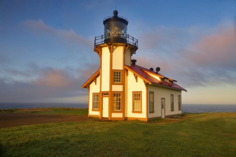 Point Cabrillo Lighthouse with sunrise. California
